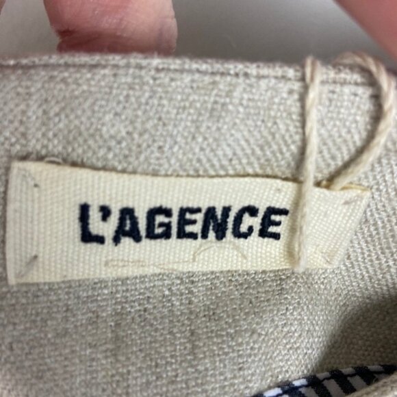 NWT L'Agence Linen Faux Leather Trim Skirt Size 4 New With Tags Lightweight Mini - Picture 5 of 11